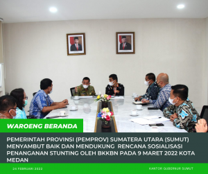 Pemprov Sumut Sambut Baik Acara Sosialisasi Penanganan Stunting BKKBN pada Maret Mendatang