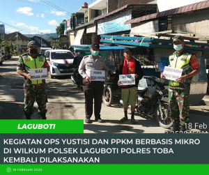 Kegiatan Ops Yustisi dan PPKM Berbasis Mikro di Wilkum Polsek Laguboti Polres Toba Kembali Dilaksanakan