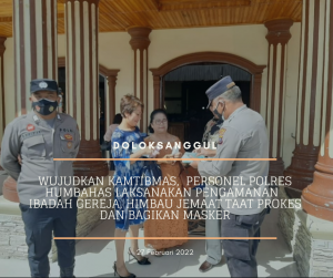 Wujudkan Kamtibmas,  Personel Polres Humbahas Laksanakan Pengamanan  Ibadah Gereja, Himbau Jemaat Taat Prokes dan Bagikan Masker