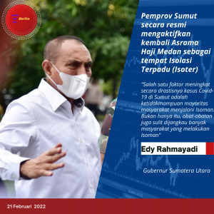 Sumut Catatkan Kasus Tertinggi Covid-19, Pemprov Buka Isoter Kapasitas 486 Tempat Tidur