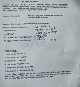 Polda Riau Dianggap Tak Greget Usut Dugaan Korupsi Pembebasan Tanah Kantor Camat Bathin Solapan