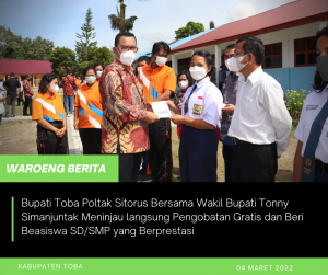 Bupati Toba Poltak Sitorus Bersama Wakil Bupati Tonny Simanjuntak Meninjau langsung Pengobatan Gratis dan Beri  Beasiswa SD/SMP yang Berprestasi