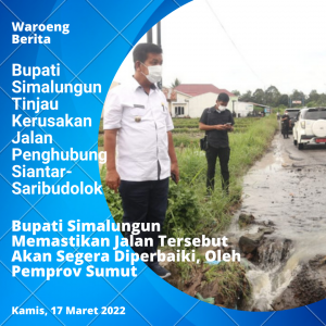 Bupati Simalungun Tinjau Kerusakan Jalan Penghubung Siantar-Saribudolok