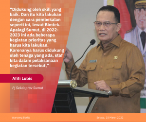 Buka Bimtek Dinas BMBK Sumut, Pj Sekdaprov : Bimtek Sangat Tepat Untuk Meningkatkan Skil Aparatur