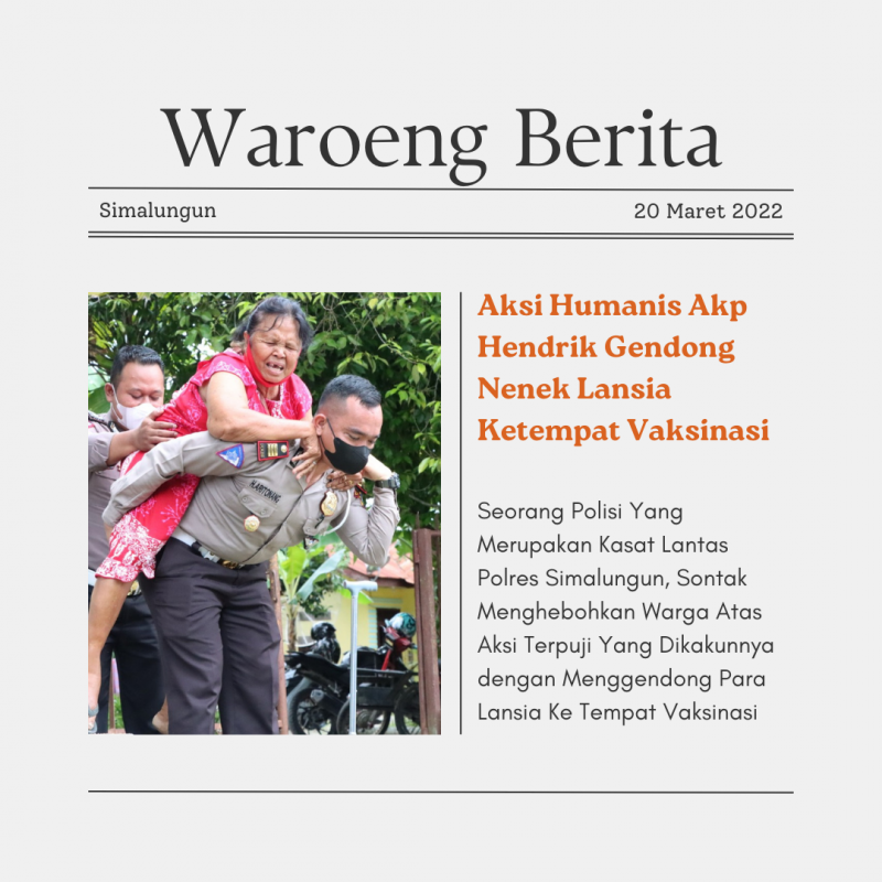 Aksi Humanis AKP Hendrik Gendong Nenek Lansia Ketempat Vaksinasi