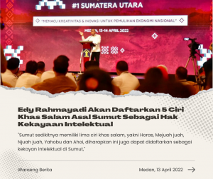 Edy Rahmayadi Akan Daftarkan 5 Ciri Khas Salam Asal Sumut Sebagai Hak Kekayaan Intelektual
