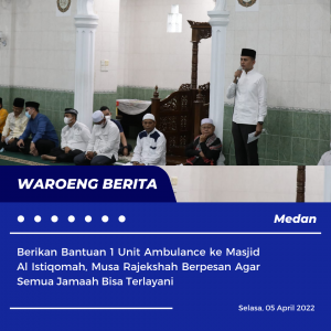 Berikan Bantuan 1 Unit Ambulance ke Masjid Al Istiqomah, Musa Rajekshah Berpesan Agar Semua Jamaah Bisa Terlayani