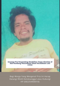 Seorang Penyandang Disabilitas Tanpa Identitas Alami Kecelakaan Lalu Lintas, Bagi Warga Yang Kenal Segera Hubungi Nomor Ini