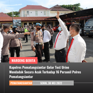 Kapolres Pematangsiantar Gelar Test Urine Mendadak Secara Acak Terhadap 16 Personil Polres Pematangsiantar
