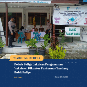 Polsek Balige Lakukan Pengamanan Vaksinasi Dikantor Puskesmas Tandang Buhit Balige