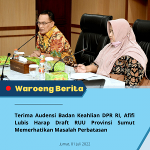 Terima Audensi Badan Keahlian DPR RI, Afifi Lubis Harap Draft RUU Provinsi Sumut Memerhatikan Masalah Perbatasan