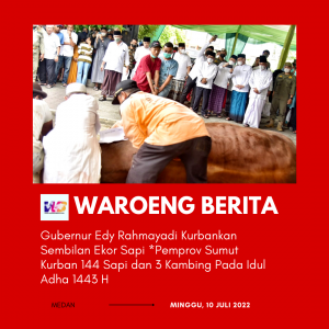 Gubernur Edy Rahmayadi Kurbankan Sembilan Ekor Sapi *Pemprov Sumut Kurban 144 Sapi dan 3 Kambing Pada Idul Adha 1443 H