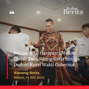 Pelajar SMP Harapan 1 Medan Diajak Tour Ruang Kerja hingga Duduki Kursi Wakil Gubernur