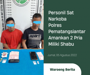 Personil Sat Narkoba Polres Pematangsiantar Amankan 2 Pria Miliki Shabu