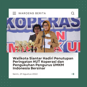 Walikota Siantar Hadiri Penutupan Peringatan HUT Koperasi dan Pengukuhan Pengurus UMKM Indonesia Bersinar