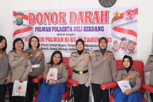 Polwan Polresta Deli Serdang Laksanakan Bakti Sosial melalui kegiatan Donor Darah