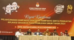 KPUD Sumut Gelar Rakor Penguatan Aplikasi Sikadeka Pada Persiapan Kampanye Pemilu 2024