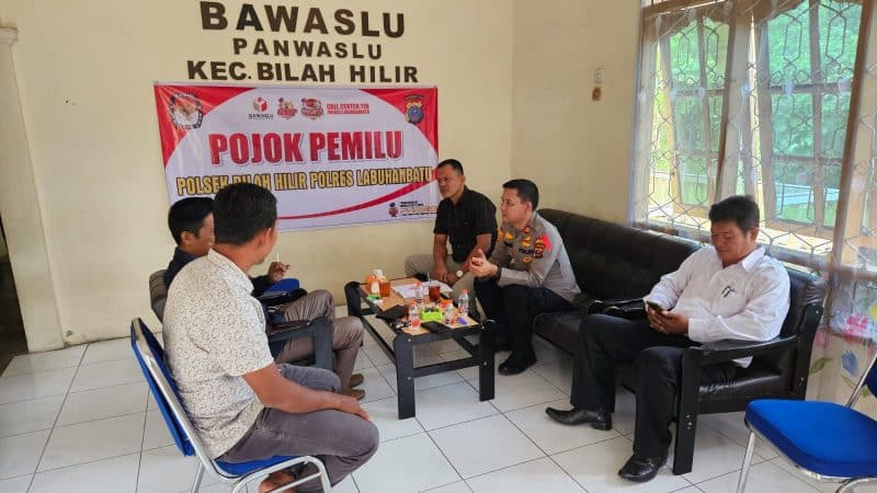 Jelang Pemilu, Polsek Bilah Hilir Berkoordinasi dengan Bawaslu