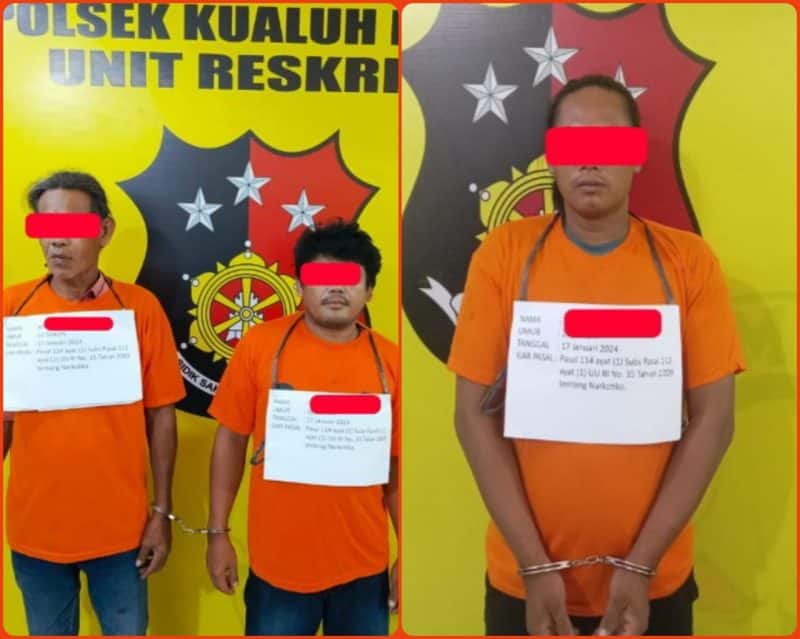 Unit Reskrim Polsek Kualuh Hulu Ringkus Tiga Pelaku Pengedar Sabu