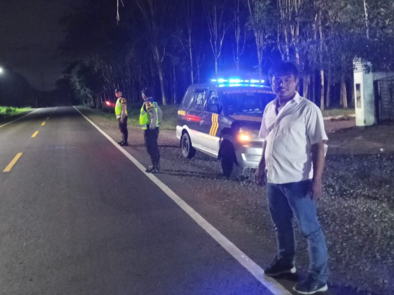 Polsek Dolok Merawan Gelar Patroli Blue Light di Jalinsum, Antisipasi Kejahatan Jalanan