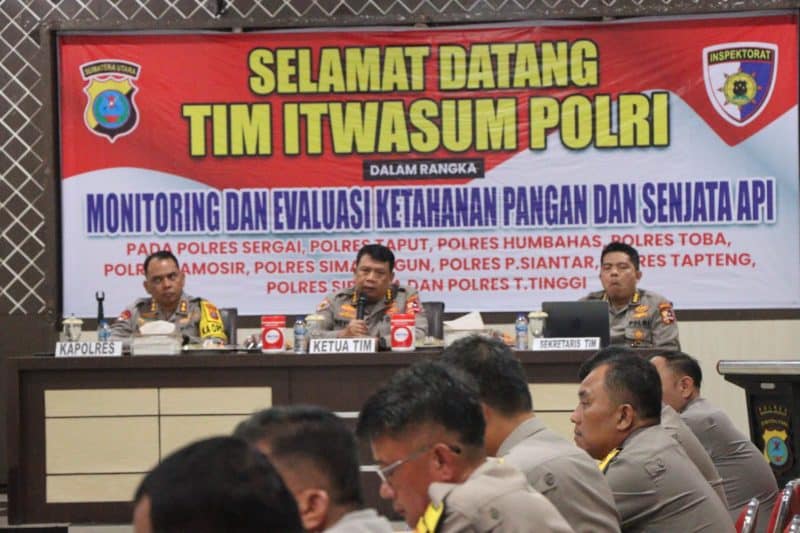 Polres Sergai Jadi Tuan Rumah Monitoring dan Evaluasi Ketahanan Pangan dan Senjata Api oleh Itwasum Polri