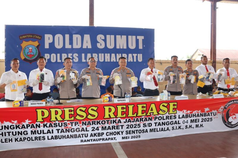 Selama 42 Hari, Polres Labuhanbatu Gagalkan 62 Kasus Narkoba dan Amankan 66 Tersangka dengan Barang Bukti Hampir 1 Kg Sabu