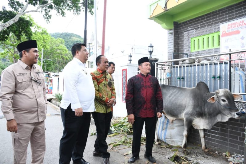 Bupati dan Wabup Samosir Serahkan Hewan Kurban Bantuan Presiden RI di Masjid Raya Al Hasanah