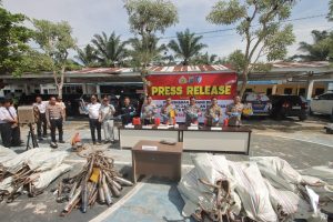 Polres Sergai Musnahkan 497 Knalpot Brong Hasil Operasi Patuh Toba 2025