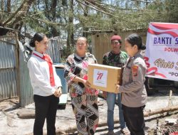 Polwan Sergai Salurkan Bansos untuk Korban Puting Beliung di Desa Sentang
