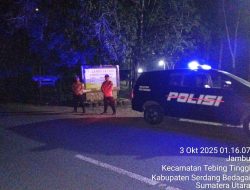 Polsek Tebing Tinggi Gelar Patroli Blue Light Cegah Kejahatan Malam Hari