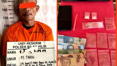 Lambok Tak Berkutik Saat Diringkus Polisi di Warung, Diduga Edarkan Sabu di Bilah Hilir