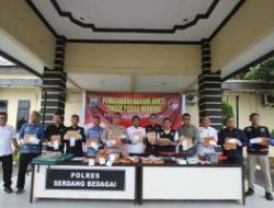 Polres Sergai Musnahkan Puluhan Kilogram Ganja