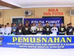 Polres Labuhanbatu Musnahkan Sabu 30 Kg dan Puluhan Ribu Ekstasi