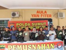 Polres Labuhanbatu Musnahkan 34 Kg Sabu dan 20 Ribu Pil Ekstasi